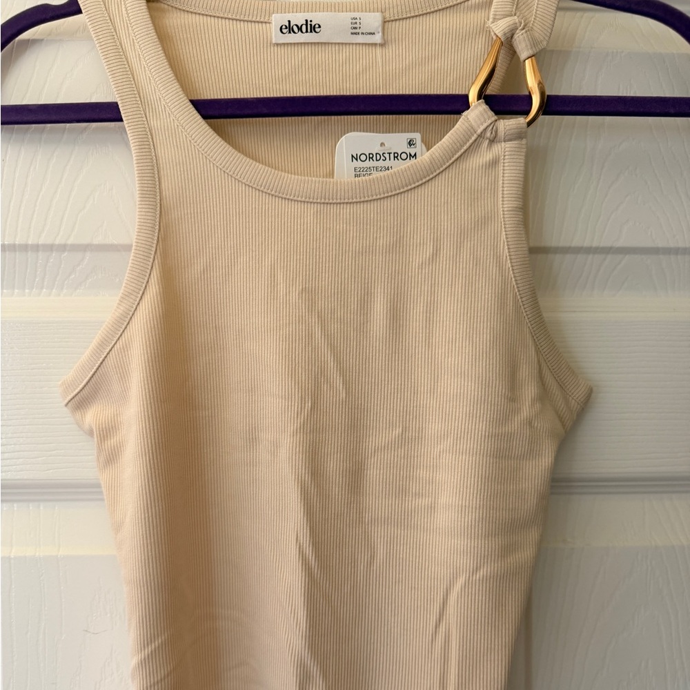 Elodie Ribbed Tank Top in Light Beige Cream